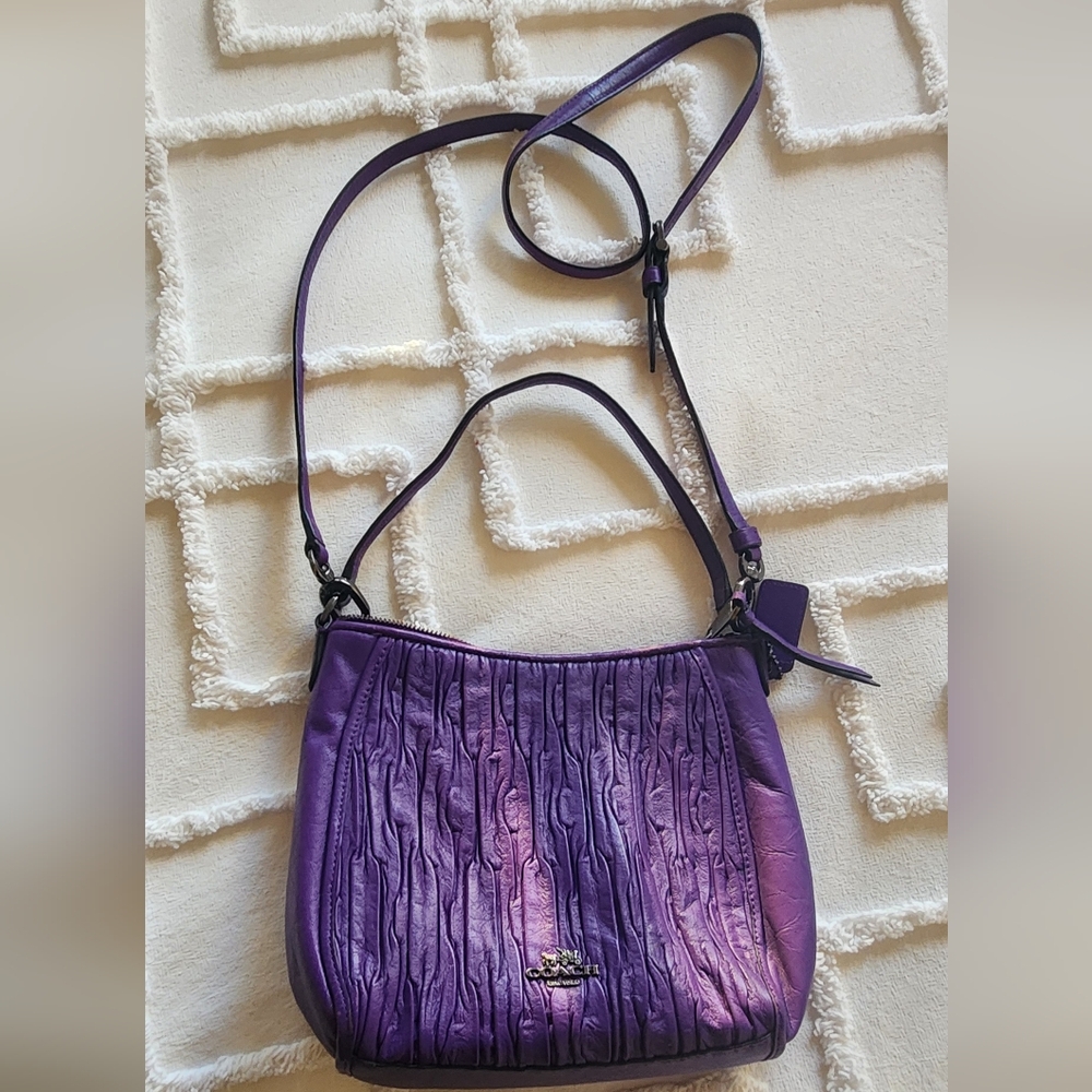Coach Purple Leather Shoulder Bag